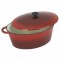 COCOTTE FONTE OVALE EMAILLEE 6.5L N/I ROUGE L32CM H13.5CM